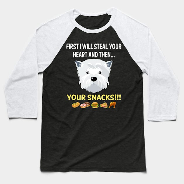 Steal Heart West Highland White Terrier 04 Baseball T-Shirt by blakelan128